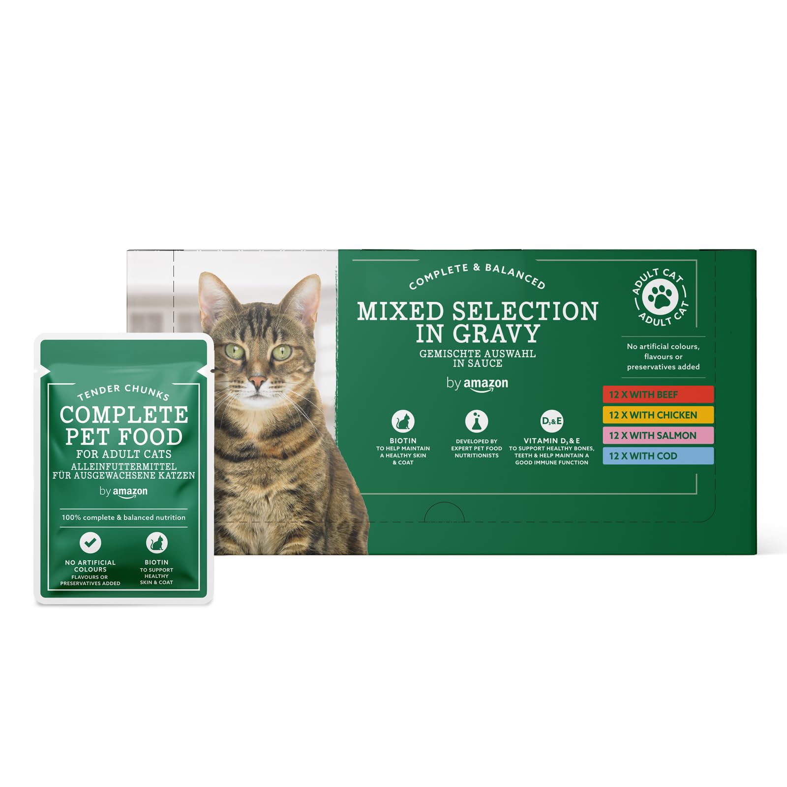 by Amazon Lot de 32 paquets de nourriture pour chat, mélange de pâtées